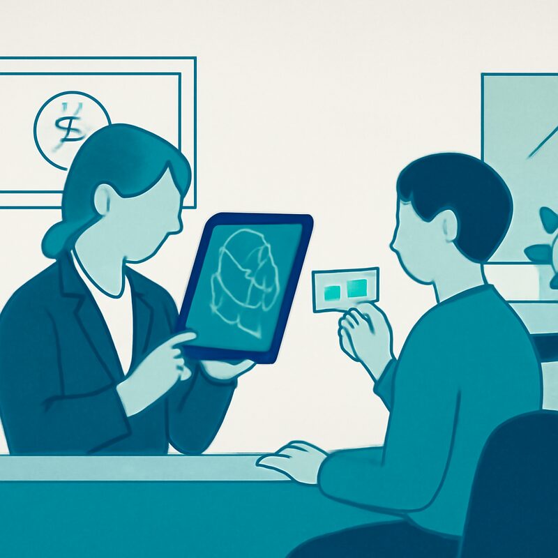 銀行窓口でタブレットを使った本人確認